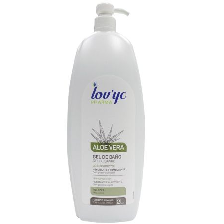 Lov'Yc Pharma Aloe Vera Gel De Baño Gel de ducha dermoprotector con glicerina vegetal ideal para piel seca 2000 ml