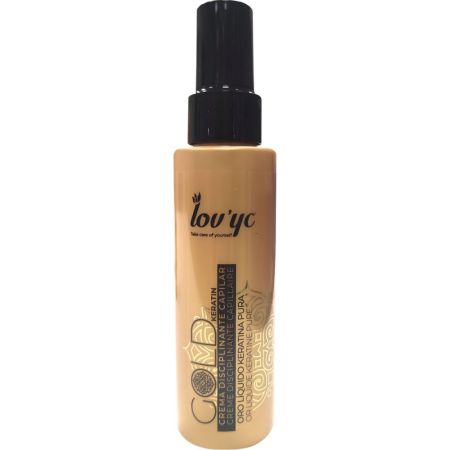 Lov'Yc Gold Keratin Crema Disciplinante Capilar Crema disciplinante capilar ayuda a controlar el cabello encrespado ideal para cabello seco 100 ml