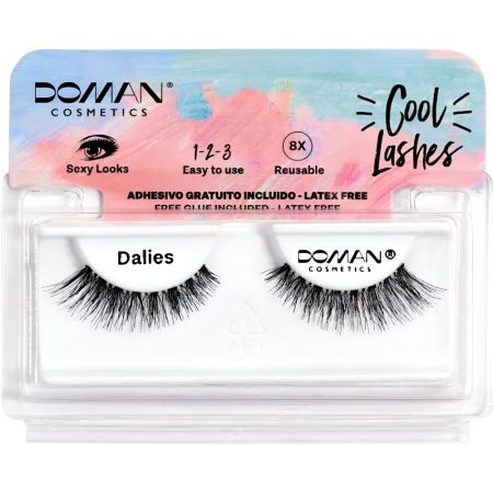 Doman Pestañas Postizas Cool Lashes Dalies Pestañas postizas reutilizables de pelo natural longitud densidad y volumen xl con adhesivo