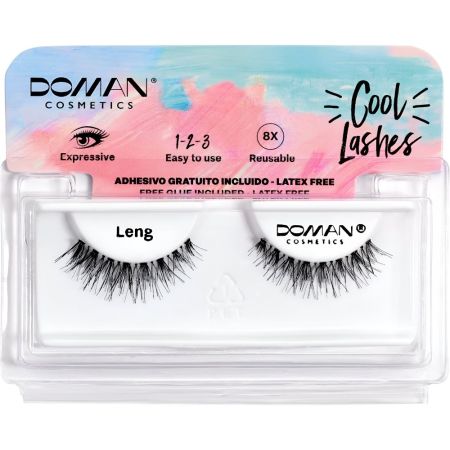Doman Pestañas Postizas Cool Lashes Leng Pestañas postizas reutilizables de pelo natural longitud densidad y volumen xl con adhesivo