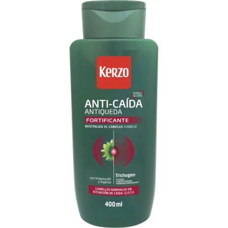 Kerzo Fortificante Anti-Caída Champú Champú anticaída estimula el crecimiento nutre fortalece y revitaliza para cabello normal 400 ml