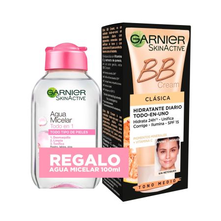 Garnier Bb Cream Clásica Spf 50 + Agua Micelar Todo En 1 Pack regalo para cuidado facial