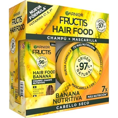 Fructis Hair Food Banana Estuche Set capilar vegano ultranutritivo oferce acabado suave y sin efecto graso para cabello seco