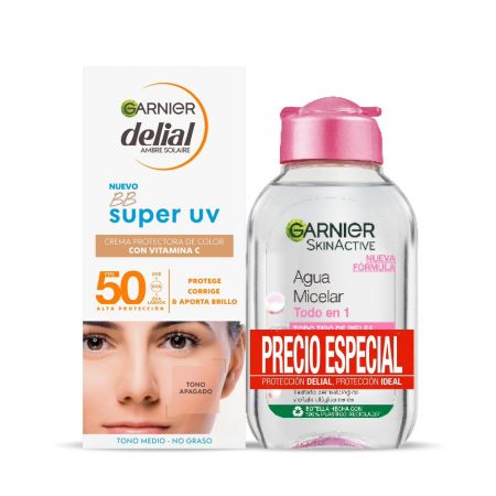 Delial Bb Super Uv Spf 50 + Agua Micelar Todo En 1 Precio Especial Set facial protege del sol y limpia para una piel hidratada y cuidada 24 horas