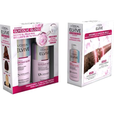 Elvive Glycolic Gloss Estuche Set capilar reparador y nutritivo recupera la luminosidad para cabello poroso y sin brillo