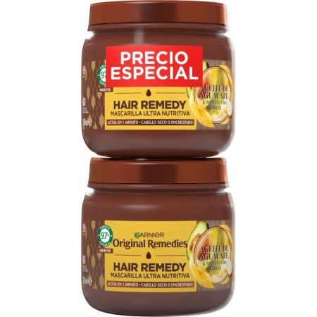 Original Remedies Hair Remedy Aceite De Aguacate Mascarilla Precio Especial Mascarilla ultranutritiva antiencrespamiento para cabello rebelde y difícil de controlar 2x340 ml