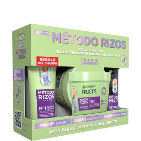 Fructis Método Rizos Estuche Set capilar vegano sellador de puntas recupera el 100% de la hidratación pérdida para cabello rizado