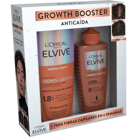 Elvive Growth Booster Estuche Tratamiento sin siliconas reduce la caída y minimiza la rotura mejorando la densidad para cabello más fuerte
