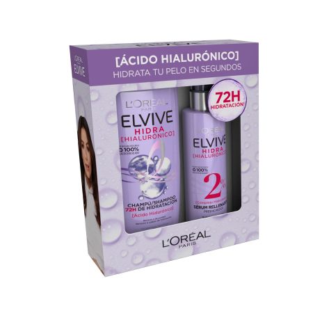 Elvive Hidra [Hialurónico] Estuche Set capilar rellena la fibra con ácido hialurónico hasta 72 horas de hidratación para cabello deshidratado
