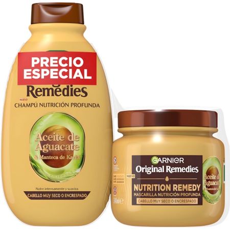 Original Remedies Aceite De Aguacate & Manteca De Karité Pack Precio Especial Set de cuidado capilar nutritivo intenso suaviza y desenreda sin apelmazar para cabello muy seco o encrespado