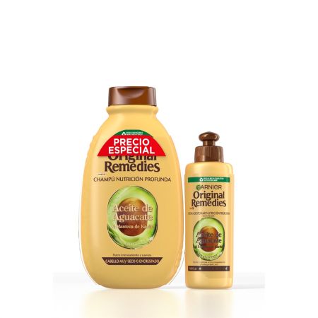Original Remedies Aceite De Aguacate & Manteca Pack Precio Especial Set capilar limpia suavemente mientras nutre y suaviza sin apelmazar