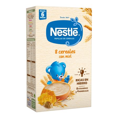 Nestle Papilla 8 Cereales Con Miel Papilla en polvo ricas en hierro a partir de 6 meses 475 gr