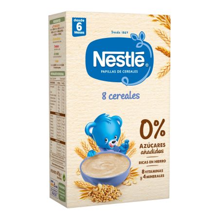 Nestle Papilla 8 Cereales Papilla en polvo sin azúcares añadidos aporta nuevos cereales a partir de 6 meses 475 gr