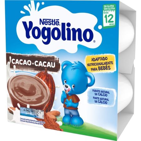 Nestle Yogolino Postre Lácteo Cacao Postre lácteo sin gluten ayuda al crecimiento y desarrollo normal de los huesos a partir de 12 meses 4x100 gr