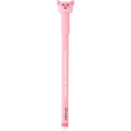 Mr. Wonderful Bolígrafo Borrable Cerdito Write Your Own Oink-Pinion Boli con tinta rosa borrable y un personaje en su extremo para darle creatividad a tus apuntes