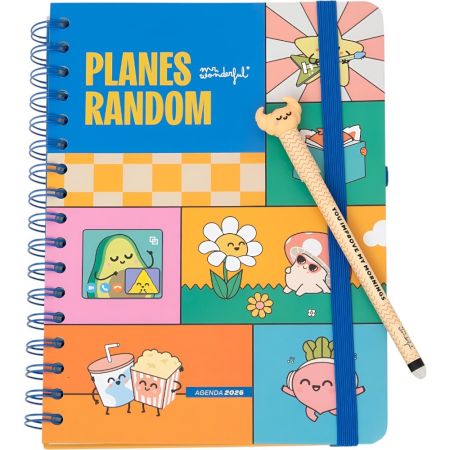 Mr. Wonderful Agenda Semanal 2026 Bo-Bo Planes Random Agenda semanal con bolígrafo borrable para hacer cada semana más divertida y productiva manteniéndote organizado