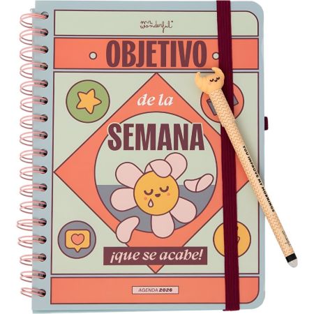 Mr. Wonderful Agenda Semanal 2026 Bo-Bo Objetivo De Semana ¡que Se Acabe! Agenda semanal con bolígrafo borrable para hacer cada semana más divertida y productiva manteniéndote organizado