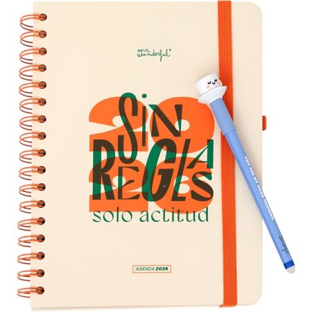 Mr. Wonderful Agenda Semanal 2026 Bo-Bo Sin Reglas, Solo Actitud Agenda semanal con bolígrafo borrable para hacer cada semana más divertida y productiva manteniéndote organizado