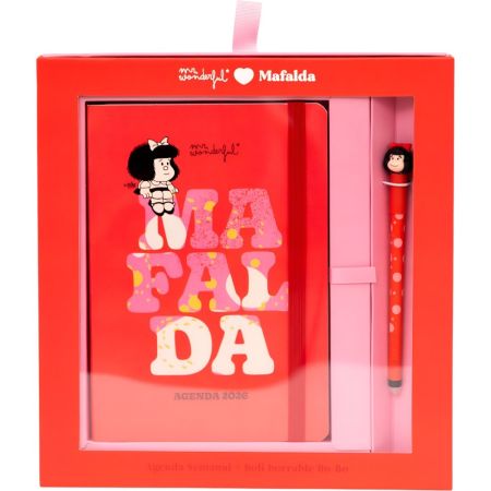 Mr. Wonderful Agenda Semanal 2026 Bo-Bo Mafalda Estuche Agenda semanal con bolígrafo borrable para hacer cada semana más divertida y productiva manteniéndote organizado