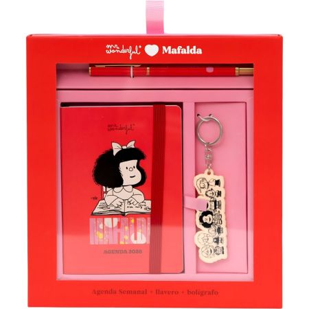 Mr. Wonderful Agenda Semanal 2026 Mafalda Estuche Agenda diaria con bolígrafo y llavero para hacer cada semana más divertida y productiva manteniéndote organizado