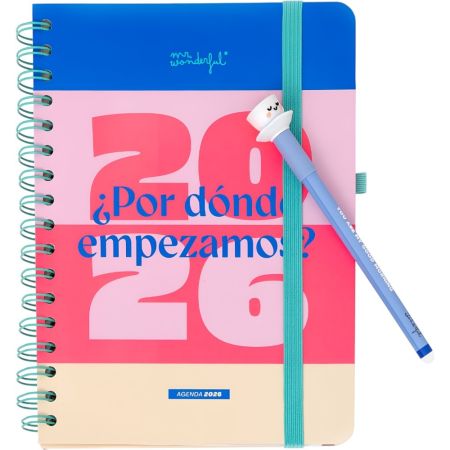 Mr. Wonderful Agenda Semanal 2026 Bo-Bo ¿por Dónde Empezamos? Agenda semanal con bolígrafo borrable para hacer cada semana más divertida y productiva manteniéndote organizado