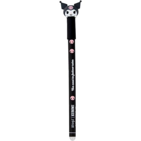 Mr. Wonderful Bolígrafo Borrable Bo-Bo Kuromi Too Cool To Follow Rules Boli con tinta negra borrable y un personaje en su extremo para darle creatividad a tus apuntes
