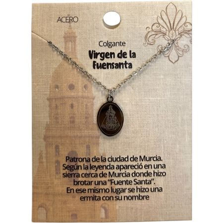 Marvimundo Colgante Plateado Virgen De La Fuensanta Colgante de acero innoxidable con la imagen de la virgen de la fuensanta símbolo de devoción murciana