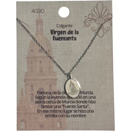 Marvimundo Colgante De Acero Virgen De La Fuensanta Colgante de acero inoxidable con la imagen de la virgen de la fuensanta símbolo de devoción murciana