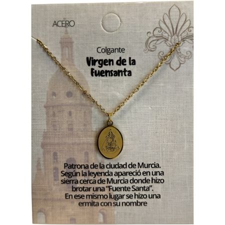 Marvimundo Colgante Dorado Virgen De La Fuensanta Colgante de acero innoxidable con la imagen de la virgen de la fuensanta símbolo de devoción murciana