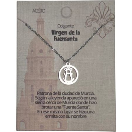 Marvimundo Colgante Acero Plata Virgen De La Fuensanta Colgante de acero inoxidable con la imagen de la virgen de la fuensanta símbolo de devoción murciana