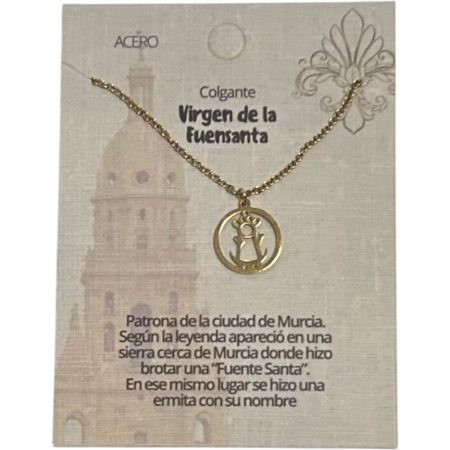 Marvimundo Colgante Acero Oro Virgen De La Fuensanta Colgante de acero inoxidable con la imagen de la virgen de la fuensanta símbolo de devoción murciana