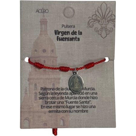 Marvimundo Pulsera Roja Virgen De La Fuensanta De 7 Nudos Pulsera protectora con la imagen de la virgen de la fuensanta símbolo de devoción murciana