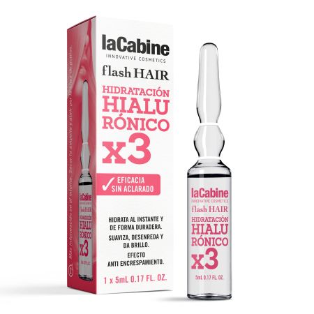 Lacabine Flash Hair Hidratación Hialurónico X3 Ampolla capilar antiencrespamiento máxima hidratación al instante 5 ml