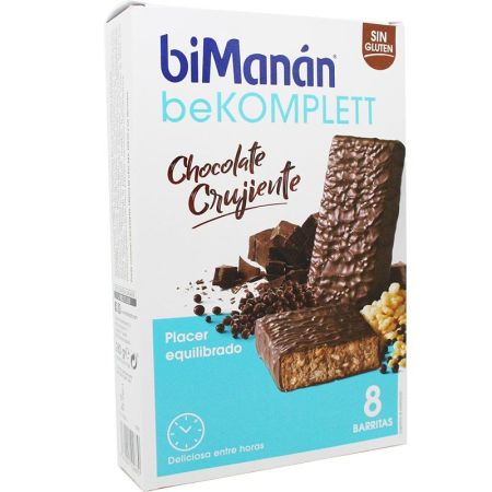 Bimanan Complemento Alimenticio Bekomplett Chocolate Crujiente Complemento alimenticio sin gluten ayuda a la bajada de peso 8 uds