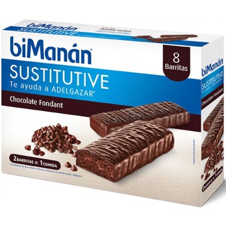Bimanan Complemento Alimenticio Sustitutive Chocolate Fondant Complemento alimenticio ayuda a la bajada de peso sabor chocolate 8 uds
