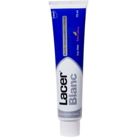 Lacer Blanc Pasta Dentífrica Acción Blanqueadora Intensa Pasta de dientes con flúor fórmula de acción blanqueadora sabor citrus 75 ml