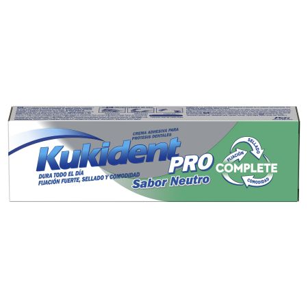 Kukident Pro Complete Crema Adhesiva Crema adhesiva para prótesis dentales completas o parciales eficaz contra la gingivitis sabor neutro