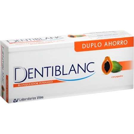 Dentiblanc Dentífrico Blanqueador Intensivo Duplo Pack Ahorro Pasta de dientes limpia y blanquea con papaya 2x100 ml