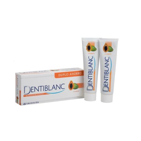 Dentiblanc Dentífrico Blanqueador Intensivo Duplo Pack Ahorro Pasta de dientes limpia y blanquea con papaya 2x100 ml