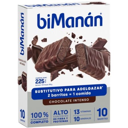 Bimanan Sustitutive Chocolate Negro Intenso Complemento Alimenticio Complemento alimenticio ayuda a la bajada de peso sabor chocolate 8 uds