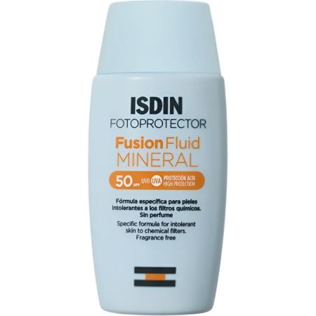 Isdin Fusion Fluid Mineral Fotoprotector Spf50 Protector solar para la piel sensible atópica o intolerante a filtros químicos 50 ml