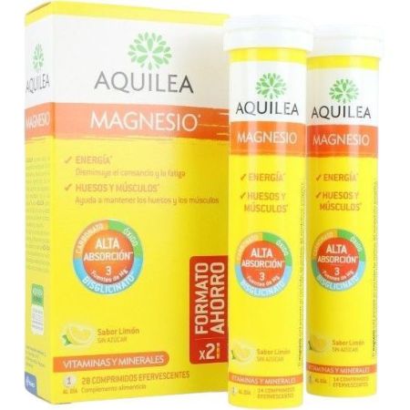 Aquilea Magnesio Complemento Alimenticio Duplo Formato Ahorro Complemento alimenticio ayuda a disminuir el cansancio y la fatiga 2x14 uds
