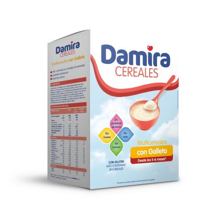 Damira Cereales Papilla Multicereales Con Galleta Papilla ayuda a favorecer el crecimiento del bebé a partir de 6 meses 600 gr