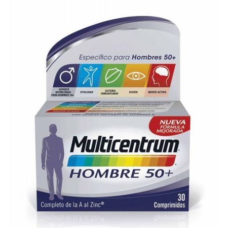 Multicentrum Complemento Alimenticio Hombre 50+ Multivitamínico y multivitaminas satisface necesidades nutricionales a partir de 50 años 30 uds