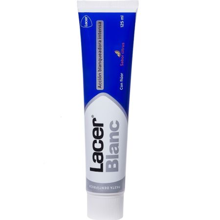 Lacer Blanc Pasta Dentífrica Acción Blanqueadora Intensa Pasta de dientes con flúor fórmula de acción blanqueadora sabor citrus