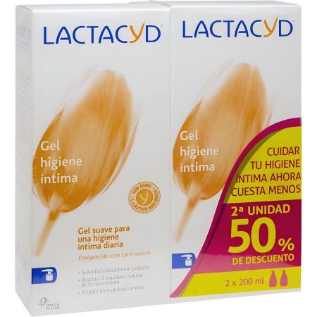 Lactacyd Gel Higiene Íntima Duplo Formato Especial Gel de higiene íntima sensación de frescura y nutrición 2x200 ml