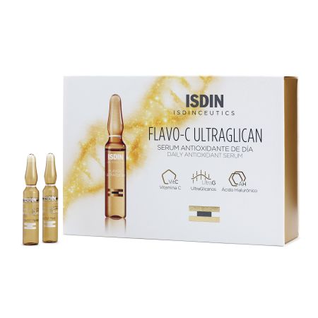 Isdin Isdinceutics Favo-C Ultraglican Serum Ampolla antioxidante e hidratante actúa sobre la pérdida de firmeza y líneas finas de expresión aporta luminosidad