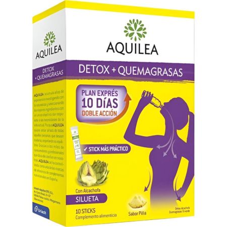 Aquilea Detox+Quemagrasas Complemento Alimenticio Complemento alimenticio detoxificante y quemagrasas con alcachofa y piña 10 uds