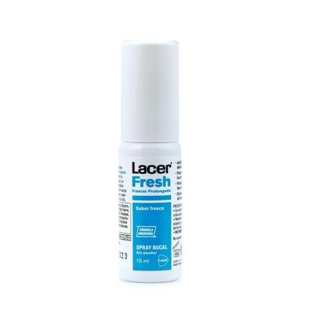 Lacer Fresh Frescor Prolongado Spray Bucal Enjuage bucal sin alcohol antiplaca anticaries para un aliento fresco 15 ml