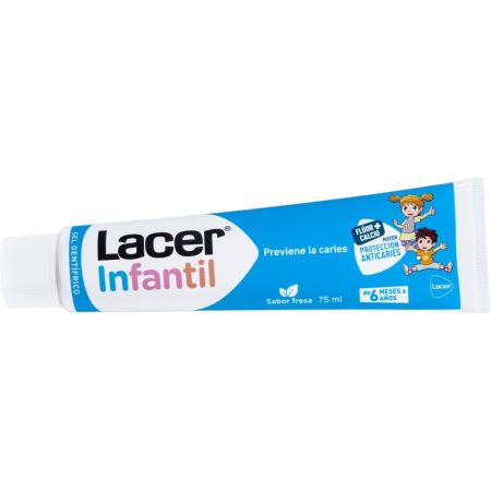 Lacer Infantil Gel Dental Pasta de dientes con flúor infantil previene las caries con sabor a fresa 75 ml